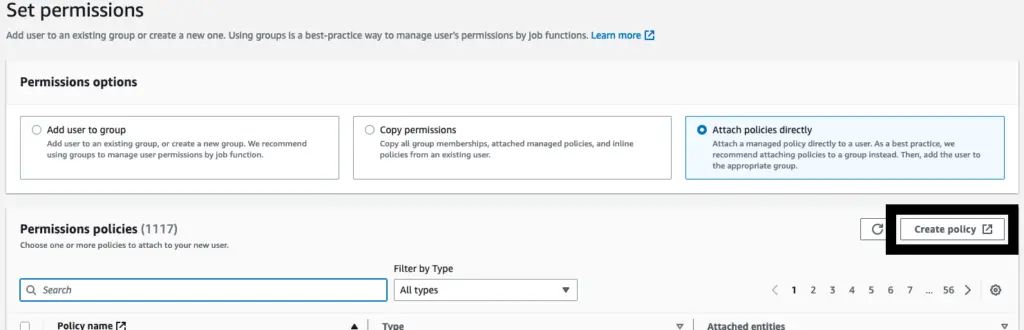 Create Policy on permission window for user creation