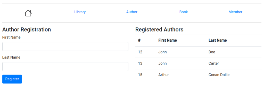 Author Registration UI