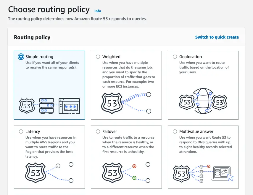Routing policy selection for route records